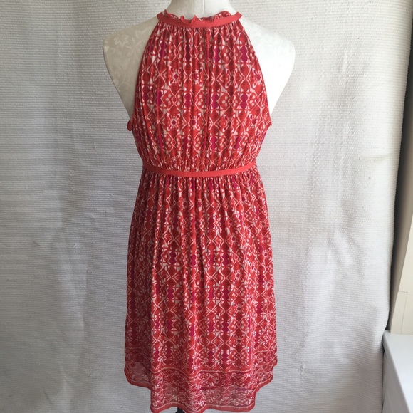 Max Studio Dress Ikat Print Mesh Sleeveless Halter - Picture 4 of 8